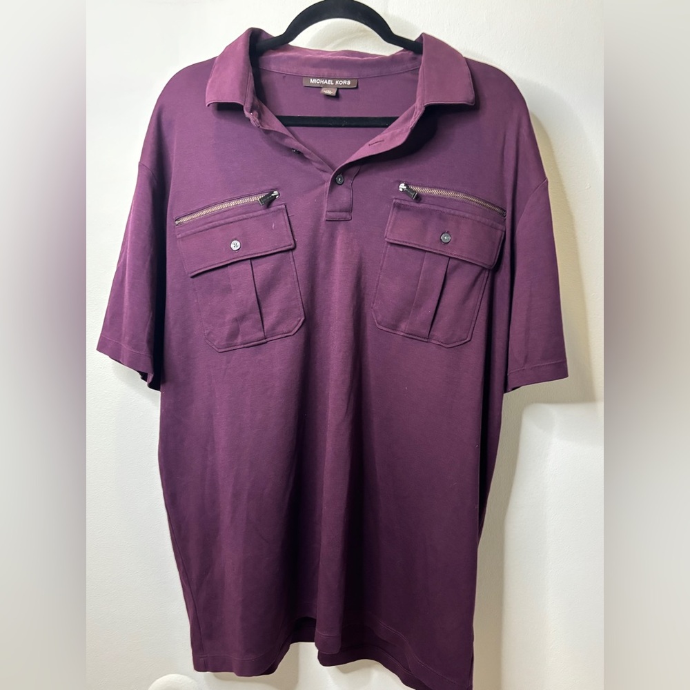 Michael Kors Purple Polo Shirt with Short Sleeves